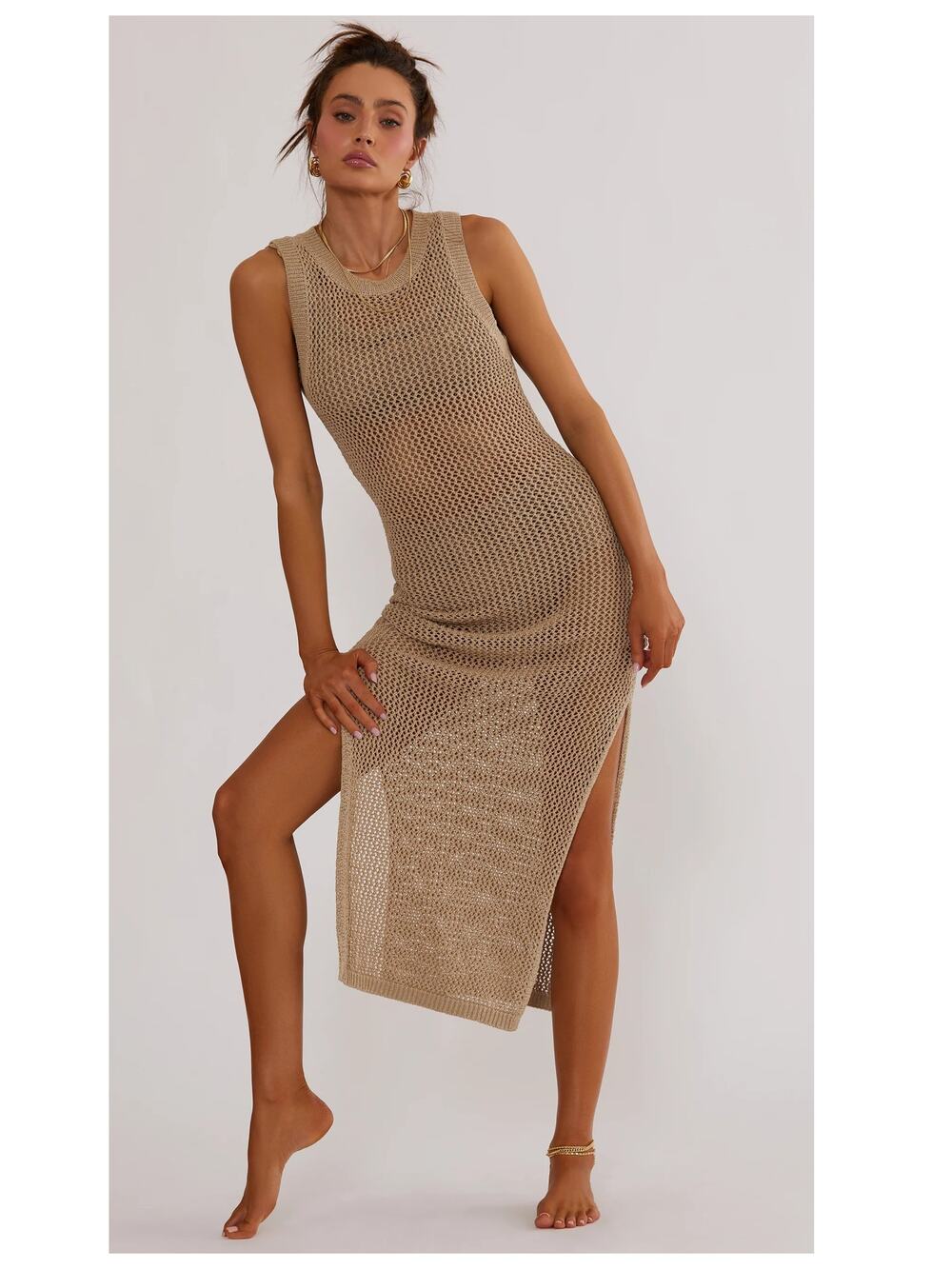NEW Beach Riot Holly Sheer Open Knit Cover-Up Dress Size Large